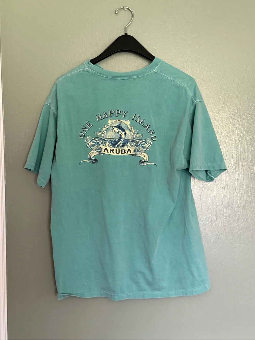 Banana Republic Teal Aruba Island Graphic Tee